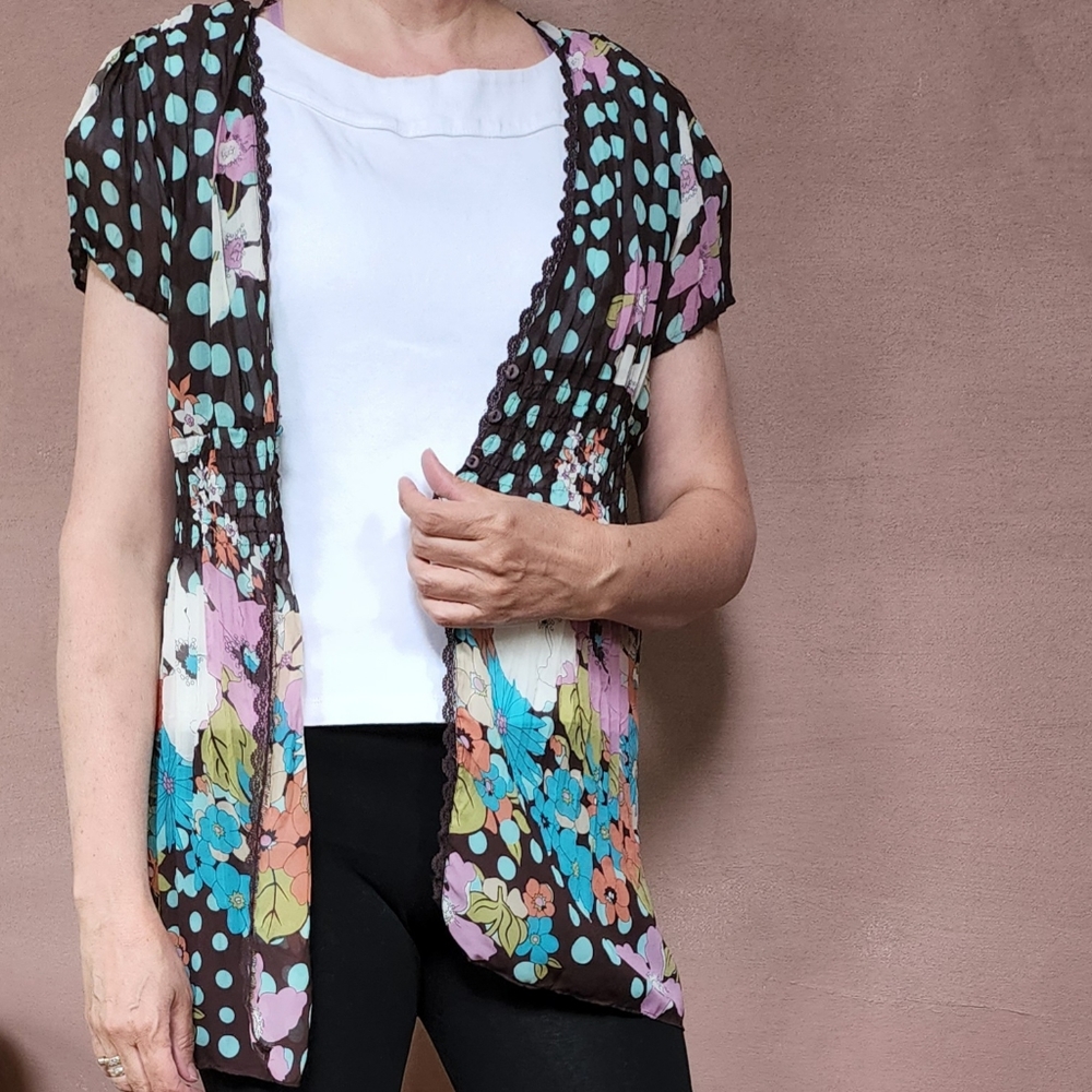 Sheer open-front kimono